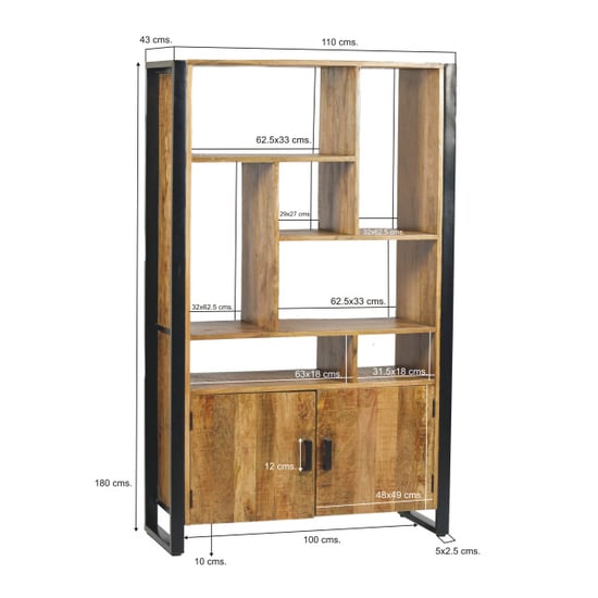 Livingfurn kabinetkast nairobi 110x180 mangohout en gecoat staal - Image 5