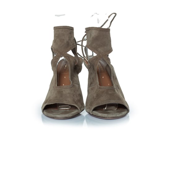 Aquazzura Kakhi gröna sexiga sandaler i mocka med utskurna detaljer - Image 4