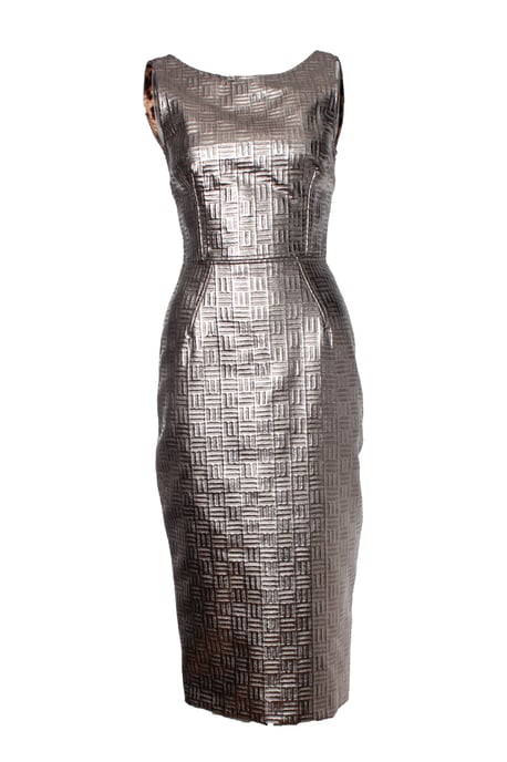 Dolce & Gabbana guldfärgad metallisk pennklänning - Image 1