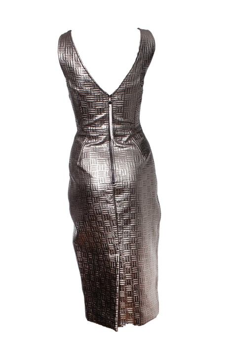Dolce & Gabbana guldfärgad metallisk pennklänning - Image 2