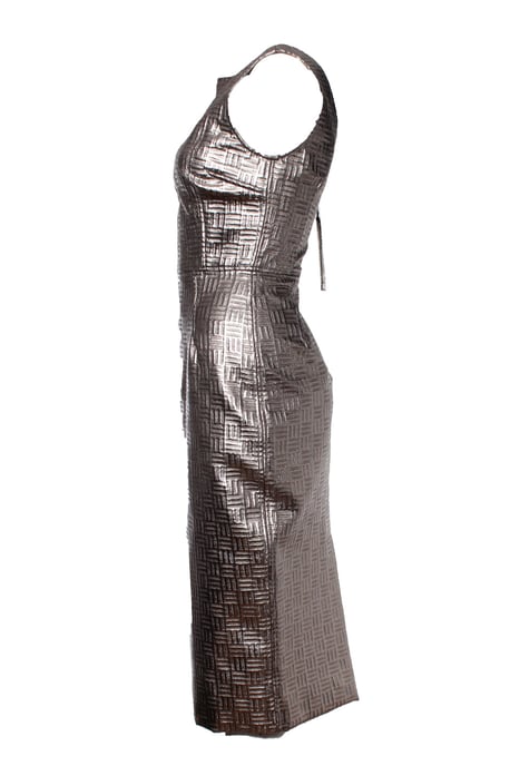 Dolce & Gabbana guldfärgad metallisk pennklänning - Image 4