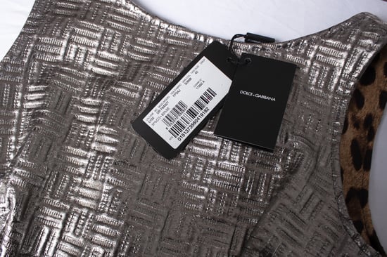 Dolce & Gabbana guldfärgad metallisk pennklänning - Image 6