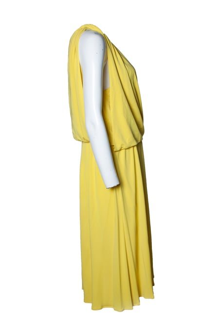 Lanvin – Gul draperad klänning med en axel - Image 4