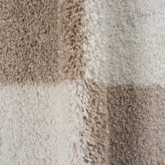 Muratap Milano geblokt hoogpolig rond vloerkleed modern creme- 150 cm rond - Image 2