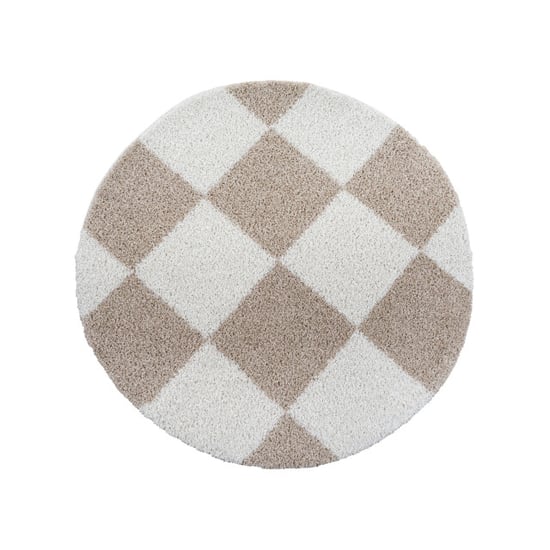 Muratap Milano geblokt hoogpolig rond vloerkleed modern creme- 150 cm rond - Image 4