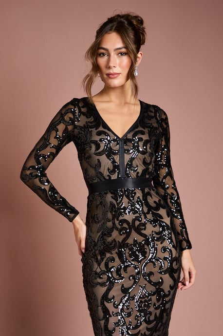 Long Sleeve Bodycon Sequin Midi dress - Image 2