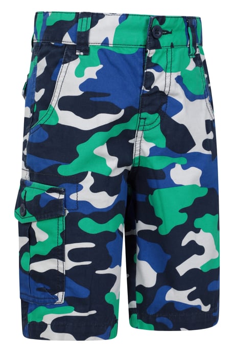 'Camo' Kids Cargo Shorts Cotton Multiple Pockets Comfy Casual Bottoms Medium Blue - Image 2