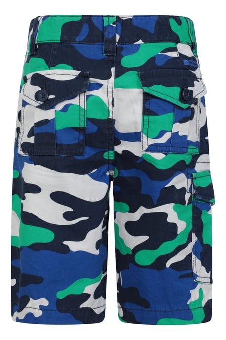 'Camo' Kids Cargo Shorts Cotton Multiple Pockets Comfy Casual Bottoms Medium Blue - Image 3