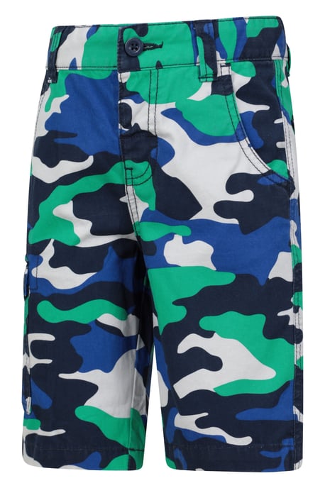 'Camo' Kids Cargo Shorts Cotton Multiple Pockets Comfy Casual Bottoms Medium Blue - Image 4