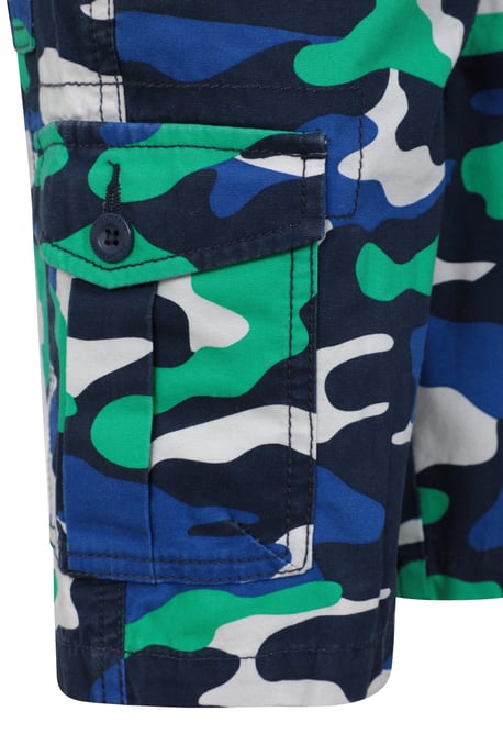 'Camo' Kids Cargo Shorts Cotton Multiple Pockets Comfy Casual Bottoms Medium Blue - Image 5