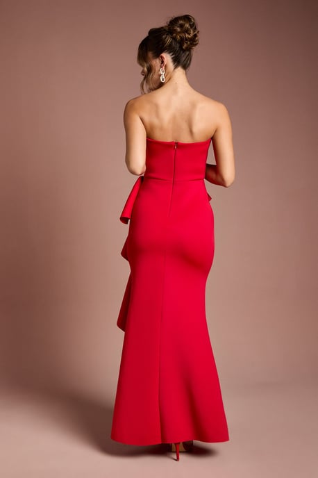 Bandeau Ruffle Stretch Crepe Maxi Dress - Image 3