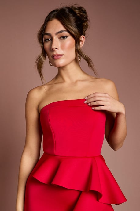 Bandeau Ruffle Stretch Crepe Maxi Dress - Image 4