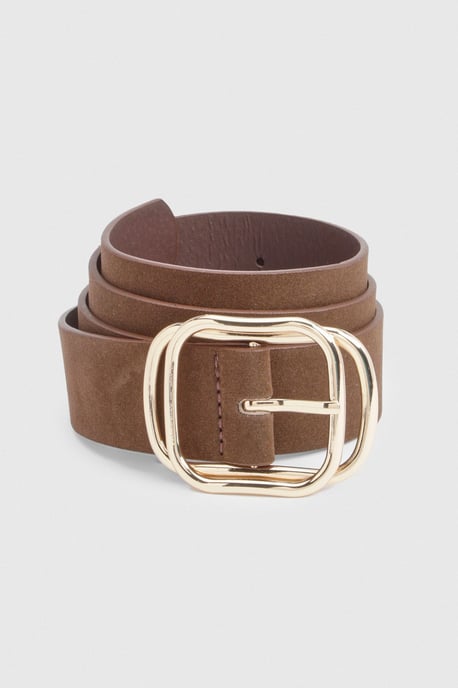 Faux Suede Double Buckle Detail Belt - Image 2