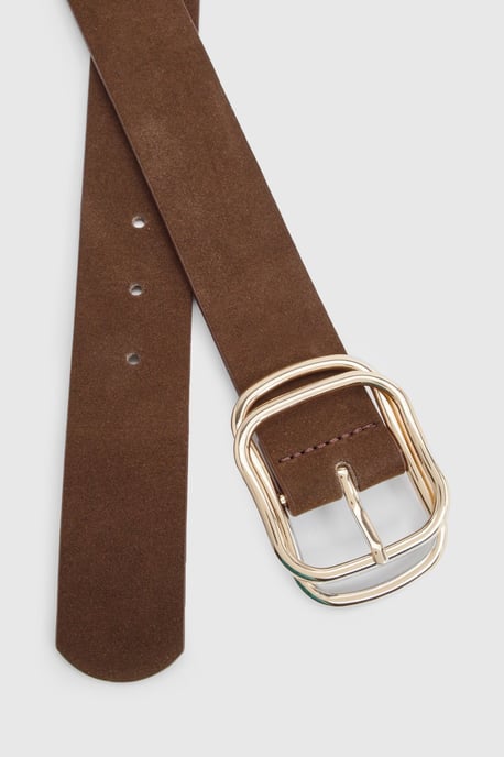 Faux Suede Double Buckle Detail Belt - Image 3