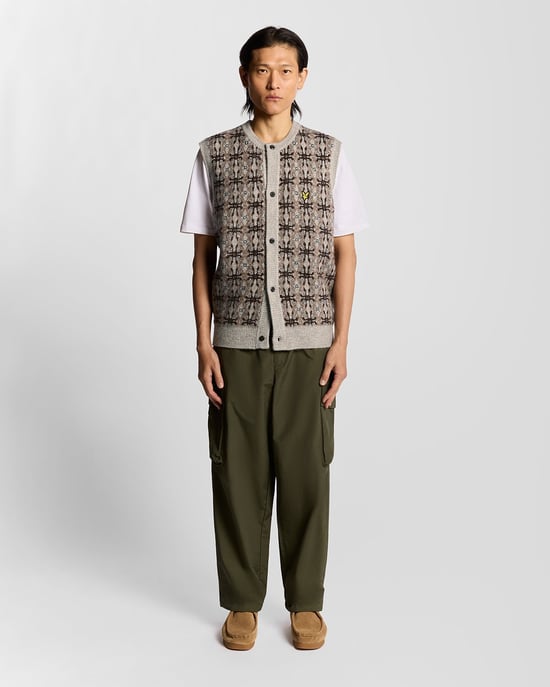 Lyle & Scott Brushed Intarsia Knitted Cardigan - Grey - Image 2