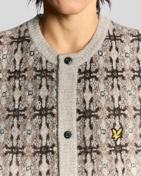 Lyle & Scott Brushed Intarsia Knitted Cardigan - Grey - Image 3