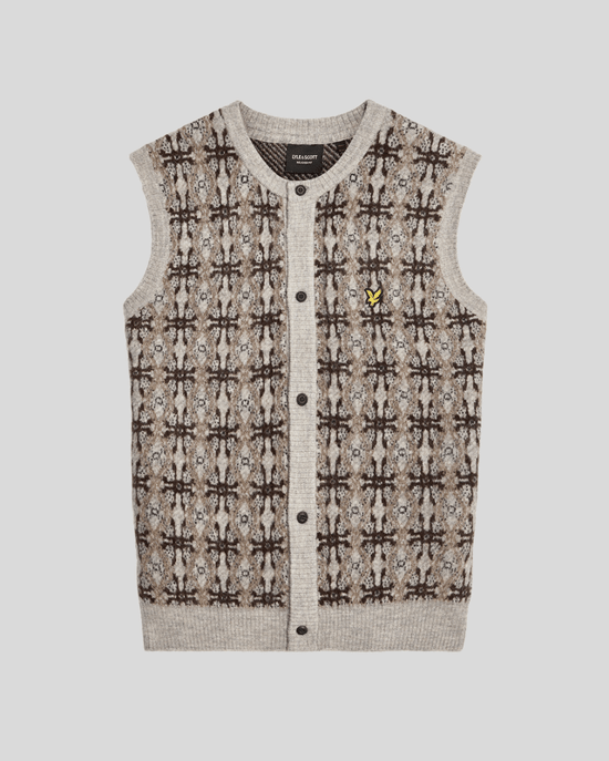 Lyle & Scott Brushed Intarsia Knitted Cardigan - Grey - Image 5