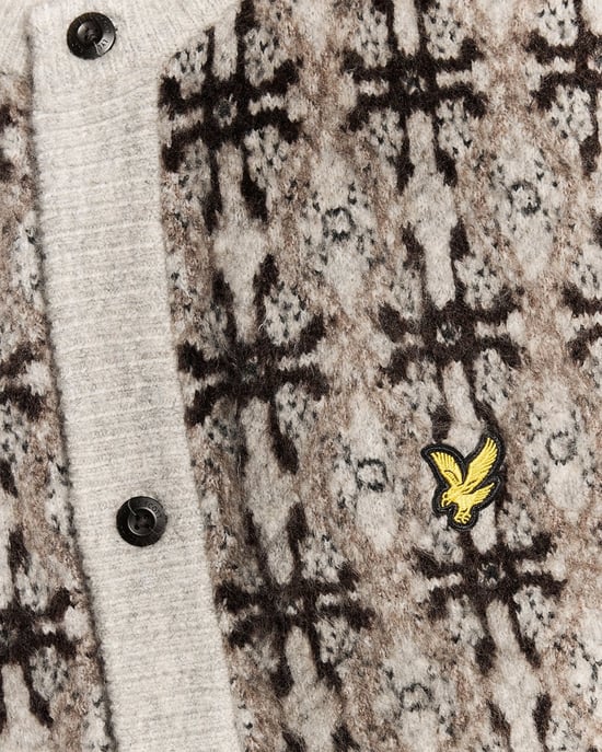 Lyle & Scott Brushed Intarsia Knitted Cardigan - Grey - Image 6