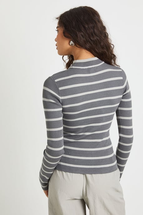 Stripe Long Sleeve Knit Top - Image 2