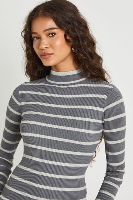 Stripe Long Sleeve Knit Top - Image 4