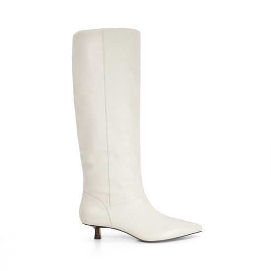 Dune Ladies Sloan - Leather Pointed Knee High Kitten Heel Boots - Image 2
