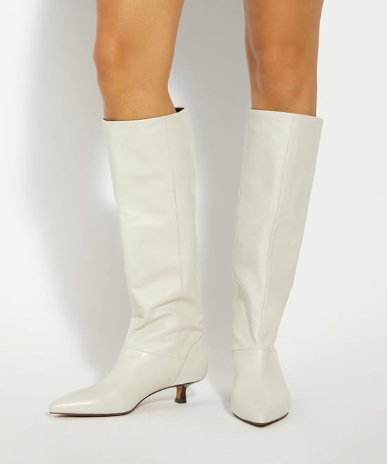 Dune Ladies Sloan - Leather Pointed Knee High Kitten Heel Boots - Image 3