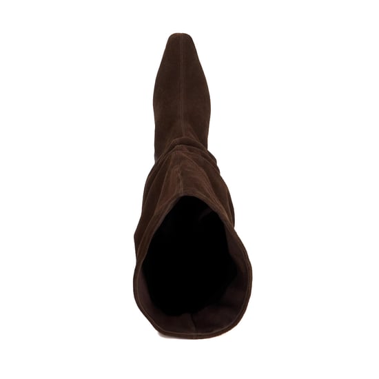 Dune Ladies Saunders - Ruched Suede Knee High Comma Heel Boots - Image 4