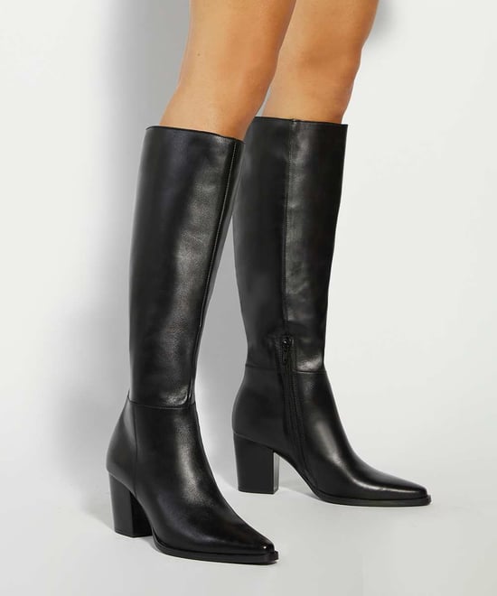 Dune Ladies Tenna - Leather Block Heel Knee High Boots - Image 3