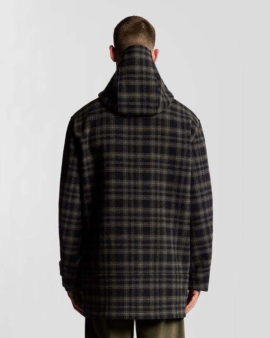 Lyle & Scott Modular Tartan Duffle Coat - Black - Image 4