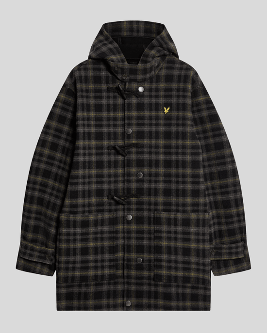 Lyle & Scott Modular Tartan Duffle Coat - Black - Image 5