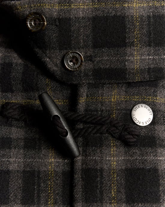 Lyle & Scott Modular Tartan Duffle Coat - Black - Image 6