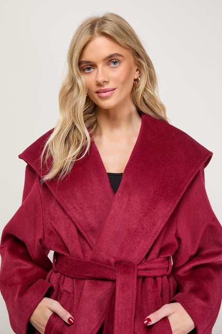 Hooded Cropped Belted Coat - Image 5