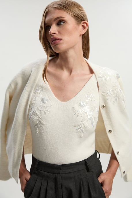 Archive Floral Embellished Cosy Wool Blend Camisole Top - Image 1