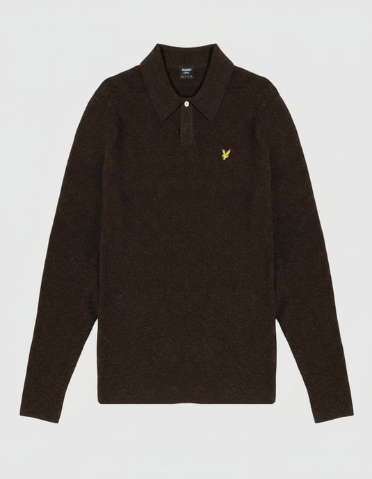 Lyle & Scott Lammullsblandad Rugbytröja - Brun - Image 1
