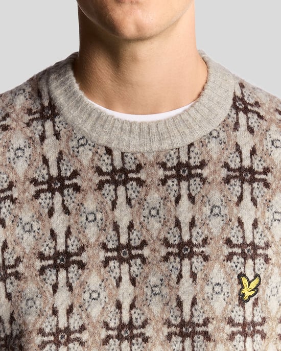 Lyle & Scott Borstad Intarsia Stickad Crew Tröja - Grå - Image 3
