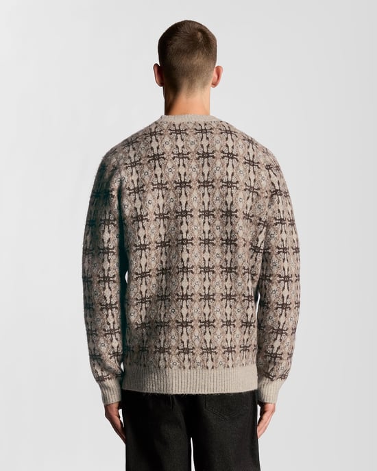 Lyle & Scott Borstad Intarsia Stickad Crew Tröja - Grå - Image 4