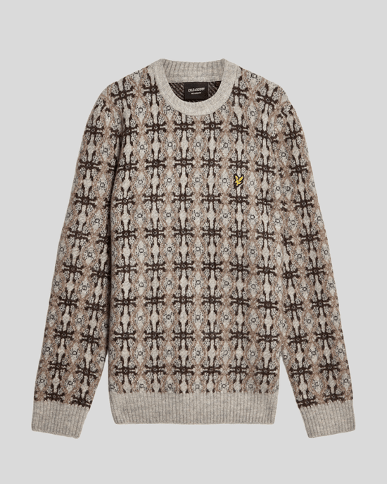 Lyle & Scott Borstad Intarsia Stickad Crew Tröja - Grå - Image 5