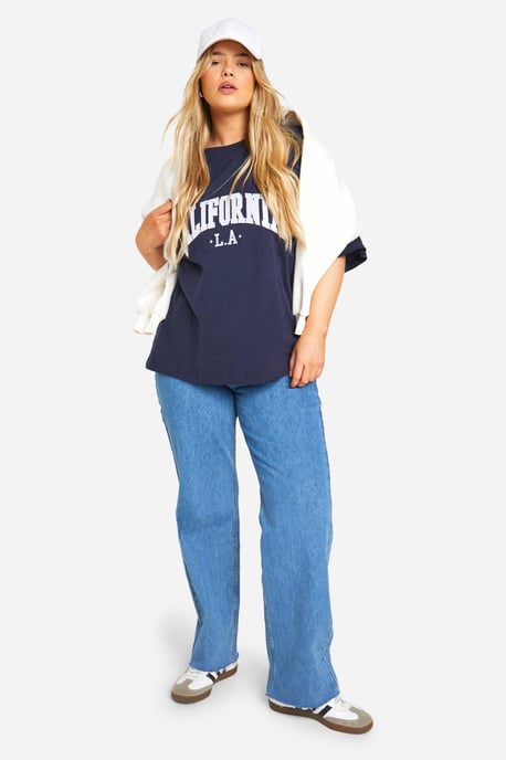 Plus Asymmetric Waist Straight Jeans - Image 3