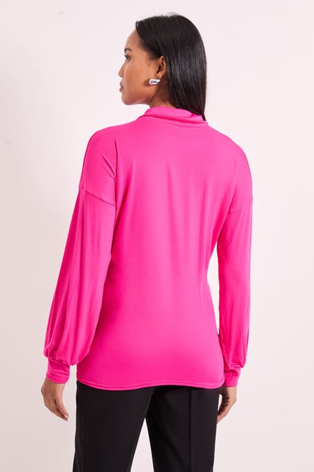 Pink Wrap Front Jersey Shirt - Image 3