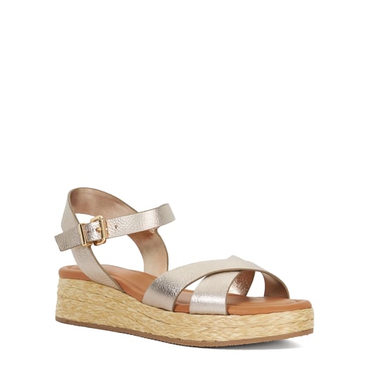 Dune Ladies Littleton - Leather Raffia Flatform Sandals - Image 1