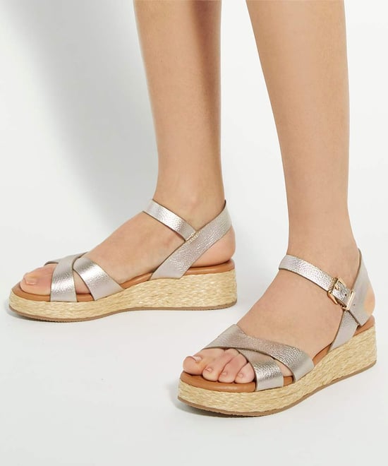 Dune Ladies Littleton - Leather Raffia Flatform Sandals - Image 3