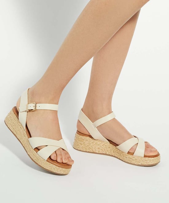 Dune Ladies Littleton - Leather Raffia Flatform Sandals - Image 3