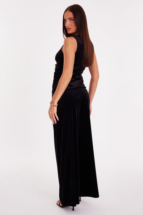 Black Velvet Round Neck Waistcoat - Image 3