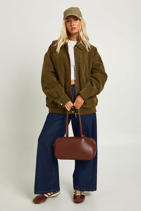Oversized Faux Suede Jacket - Image 3