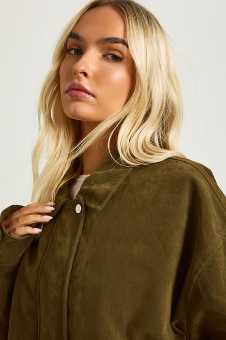 Oversized Faux Suede Jacket - Image 4