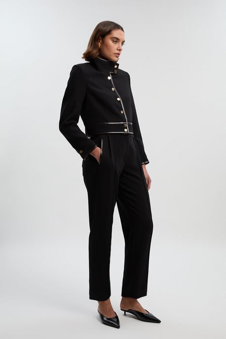 Compact Stretch Pu Mix Tailored Slim Leg Trouser - Image 1