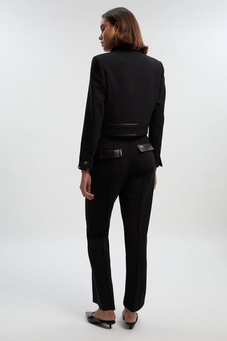Compact Stretch Pu Mix Tailored Slim Leg Trouser - Image 4