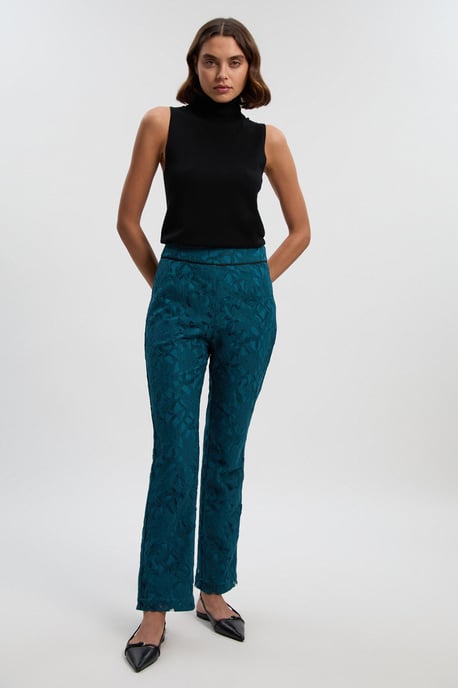 Tipped Corded Lace High Waisted Woven Trouser - Image 1
