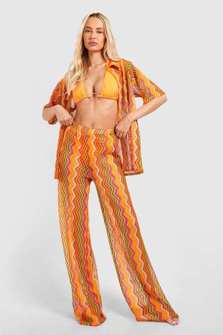 Tall Zig Zag Crochet Beach Trousers - Image 1