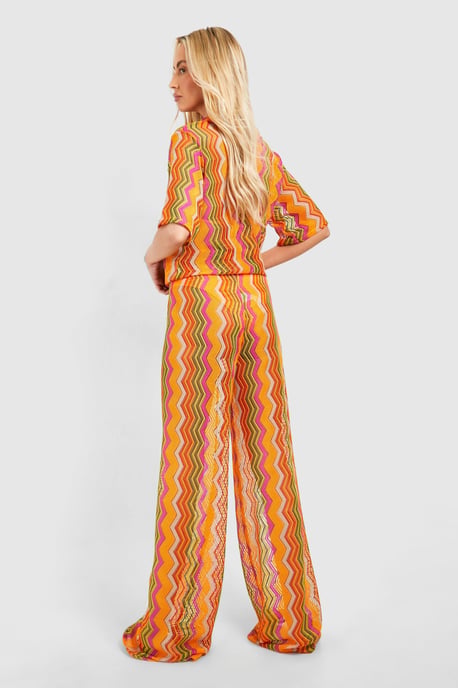 Tall Zig Zag Crochet Beach Trousers - Image 2